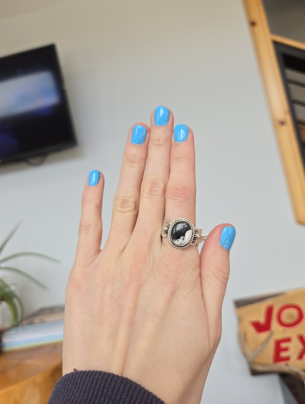 White Buffalo Turquoise Sterling Ring